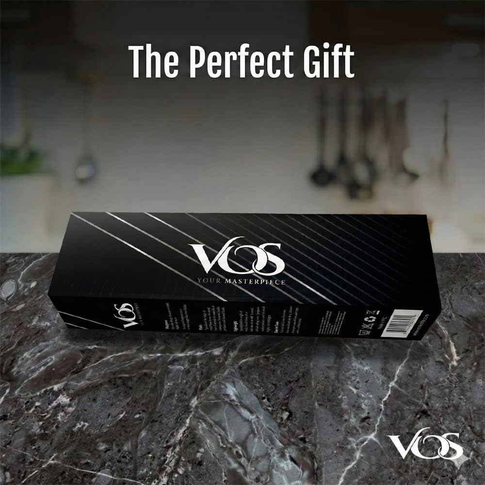 Vos knives in use on kitchen counter demonstrating lightweight control