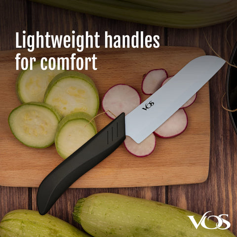 Vos paring knife handle detail showing ergonomic grip for comfort