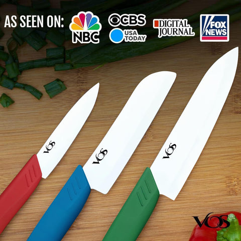Vos paring knife held in hand showing lightweight control and balance