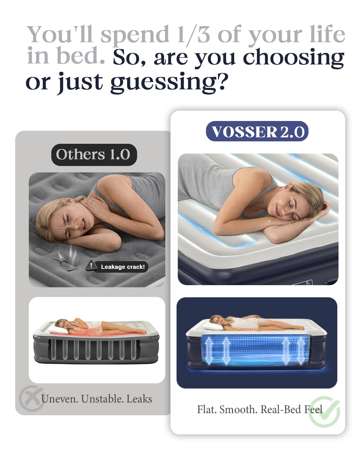 VOSSER built-in pump close-up displaying easy plug-in inflation and quick setup convenience