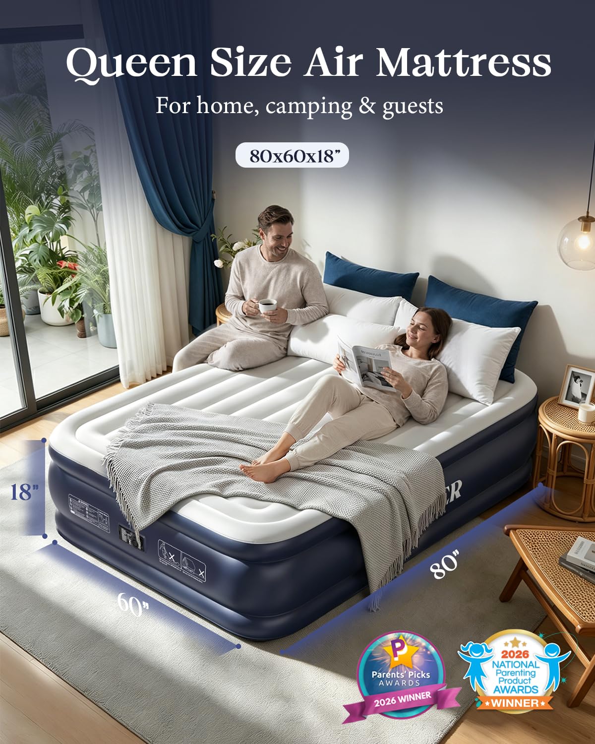 VOSSER inflated room lifestyle displaying an in-home setup for guest readiness