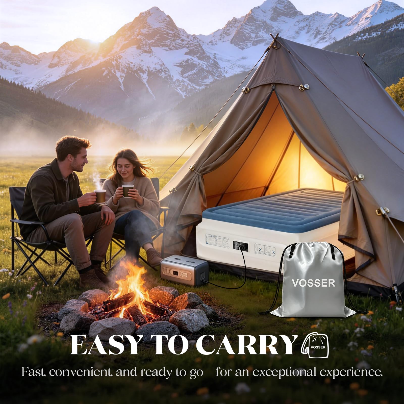 VOSSER packed in car ready bag for easy travel and quick setup