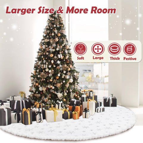 Voyoly tree skirt in use with presents neatly framed for a polished display