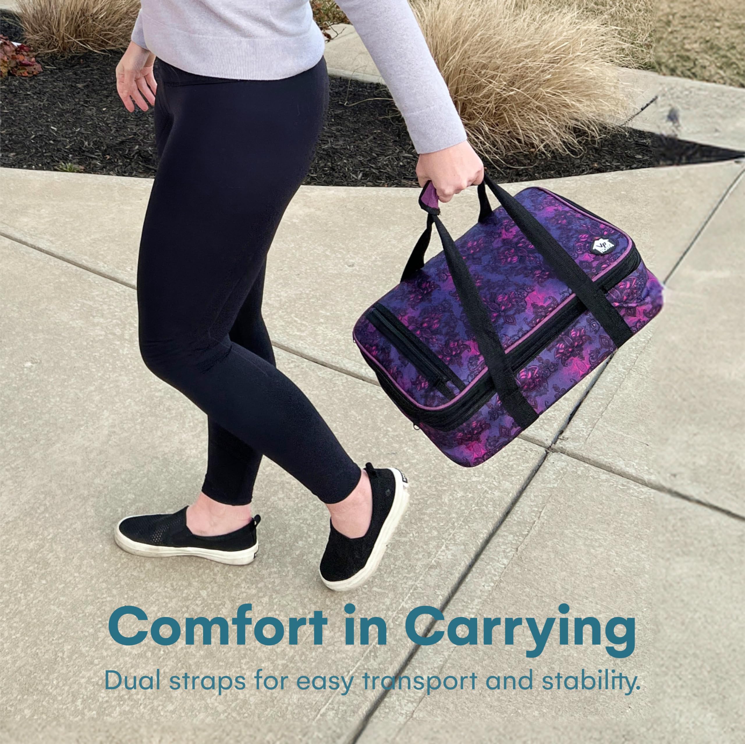 VP Home henna in picnic setting showing stylish transport and hands-free convenience