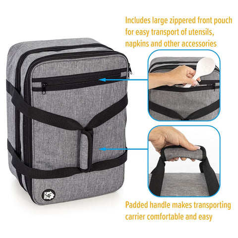 VP Home next to standard 9x13 pan illustrating compatible dish sizing