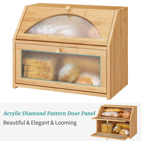 Vriccc bread box assembled with baguettes demonstrating large-capacity countertop use