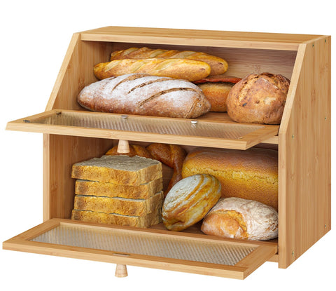 Vriccc double-layer interior illustrating separated storage for loaves and pastries