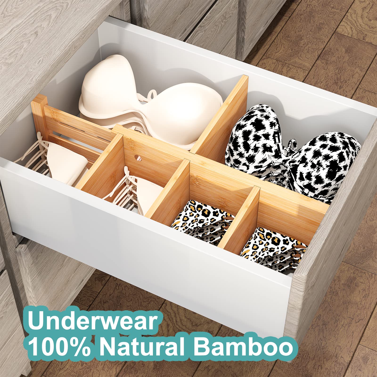 Vriccc close-up of bamboo grain and silicone end pad protecting drawer surface and preventing slip