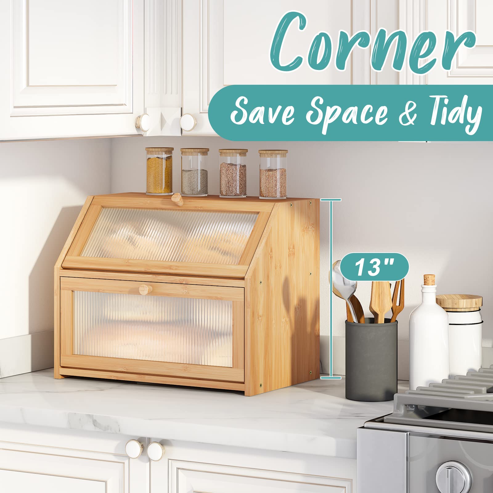 Vriccc double-layer interior open displays capacity for multiple loaves benefit