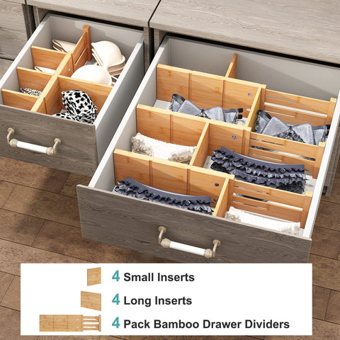 Vriccc divider expanded inside a drawer demonstrating 12 to 17.5 inch adjustment for custom fit