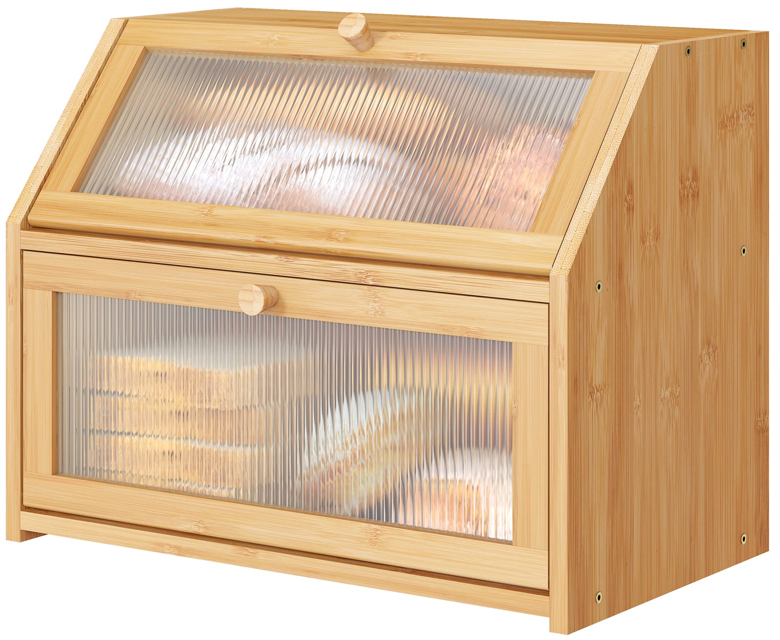 Vriccc bread box front view shows organized countertop storage benefit