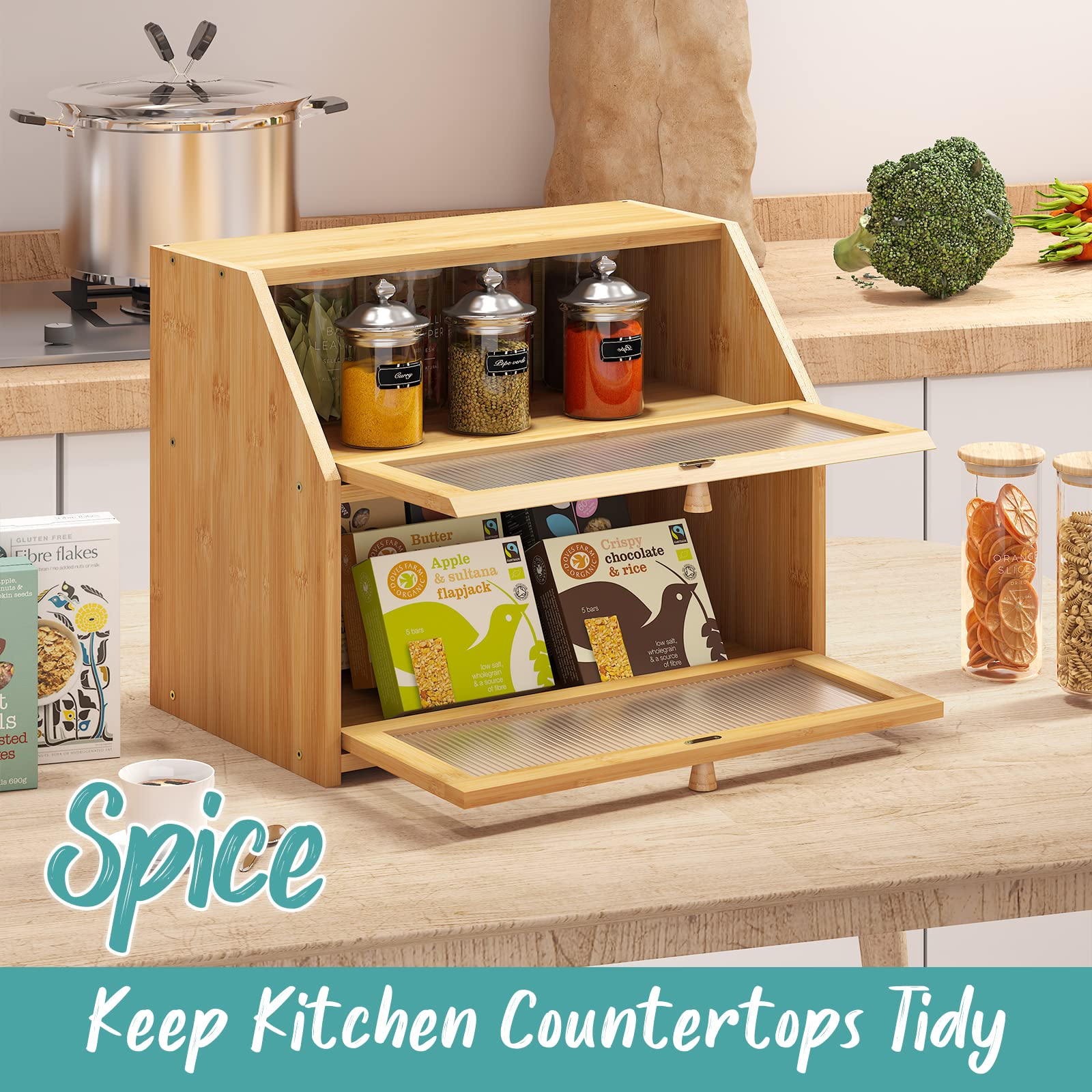 Vriccc size comparison with cutting board illustrates compact countertop footprint benefit