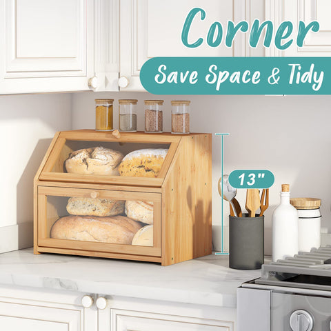 Vriccc two-layer interior filled with loaves and rolls for organized storage