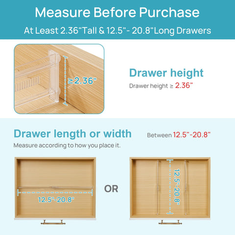 Vtopmart divider extended to show adjustable length and space-saving fit