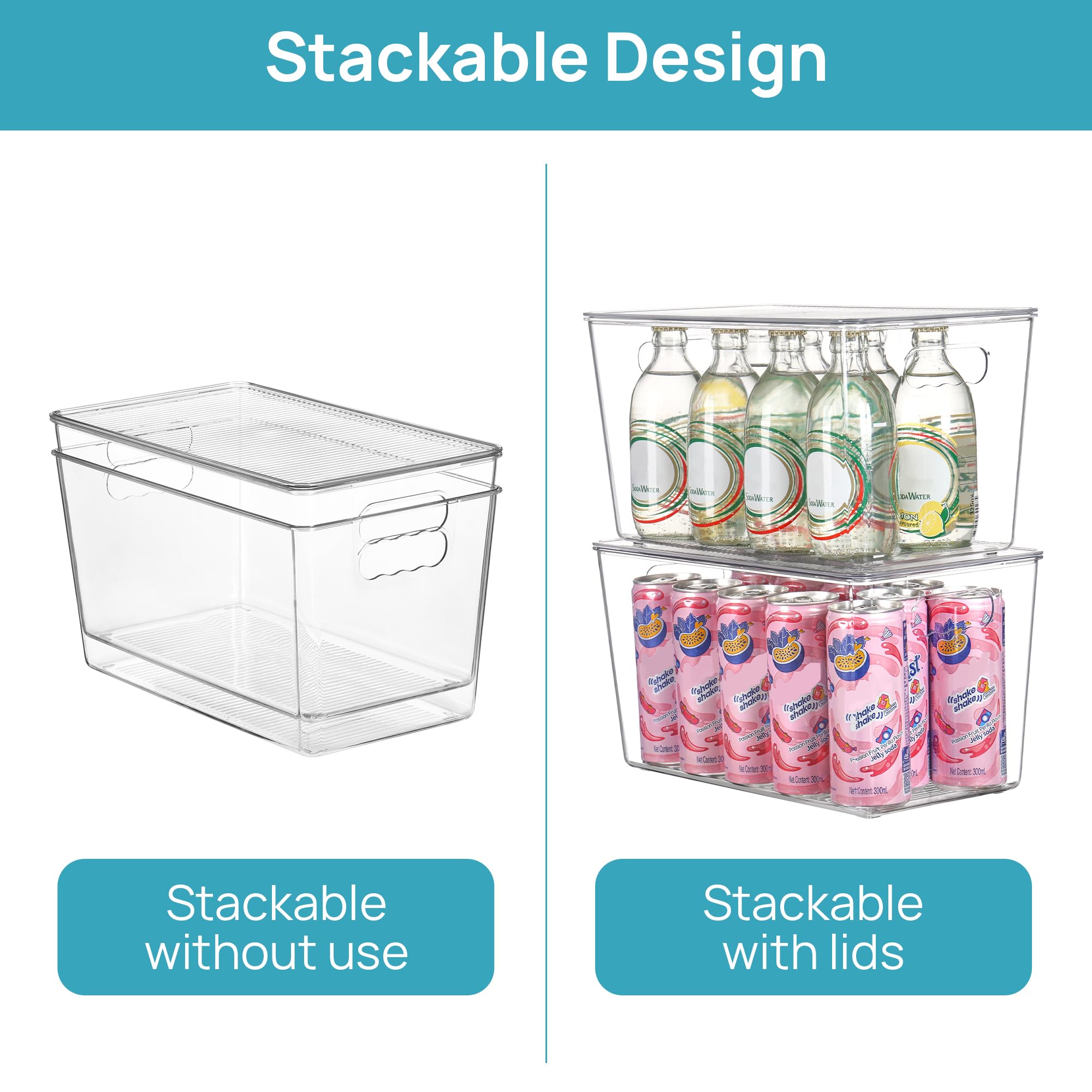 Vtopmart stacked bins with lids maximising vertical pantry space benefit