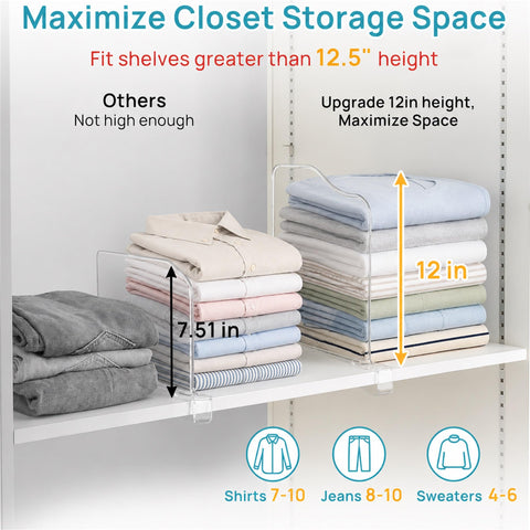 Vtopmart divider with folded sweaters showing stable stacking benefit