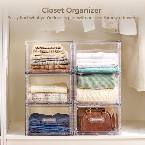 Vtopmart drawer placed in closet illustrating visible storage and tidy shelves
