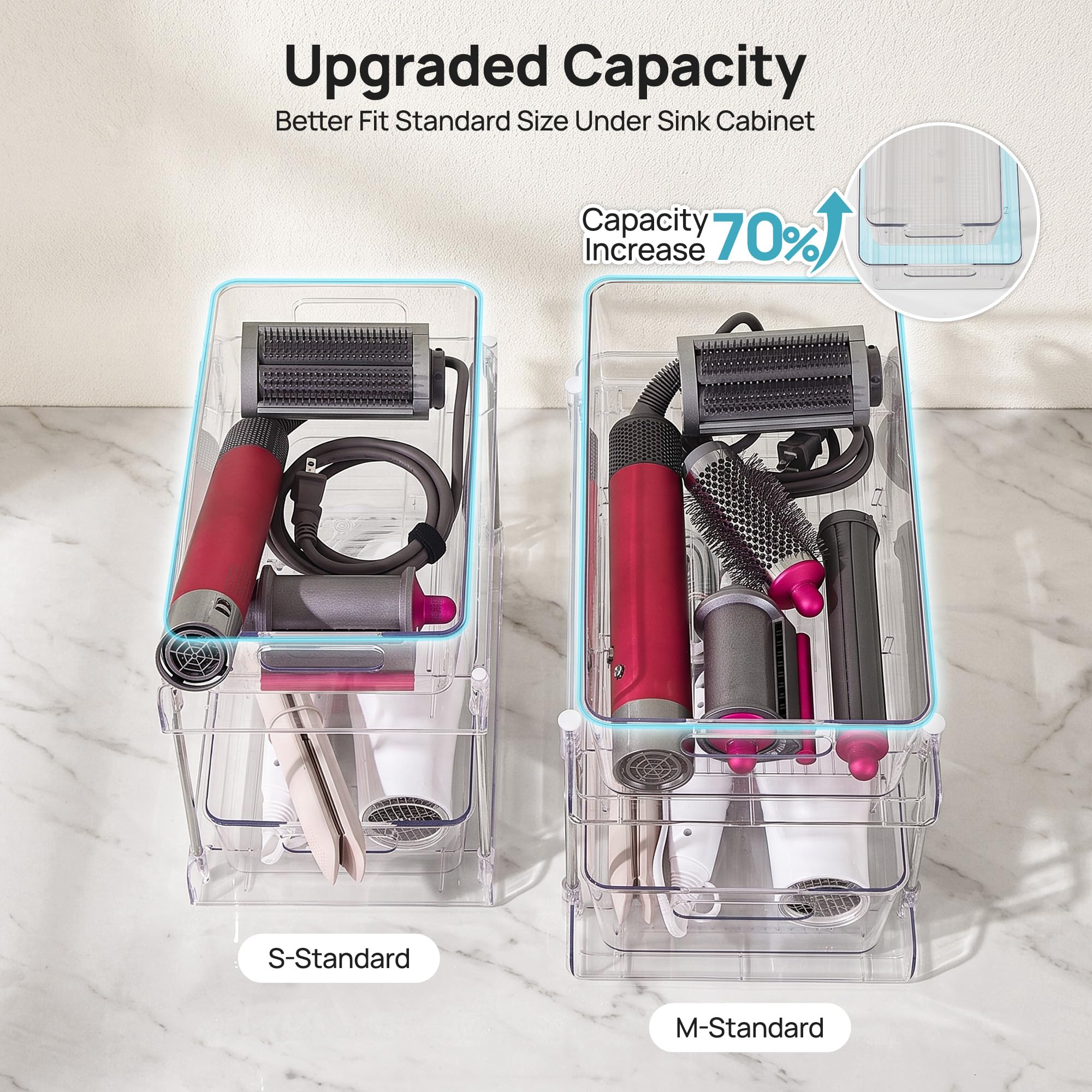 Vtopmart drawer track detail highlighting smooth pull-out access benefit