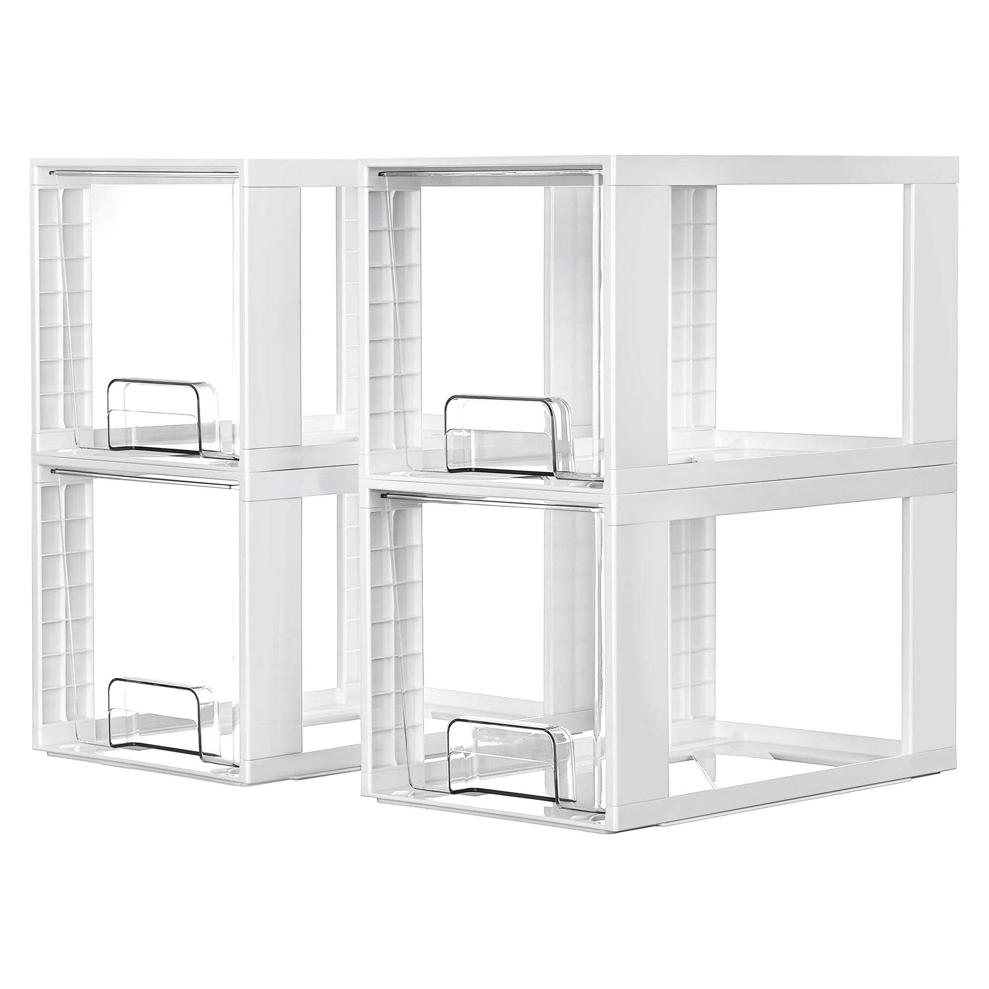 Vtopmart clear stackable drawers front view showing organized contents and quick visibility