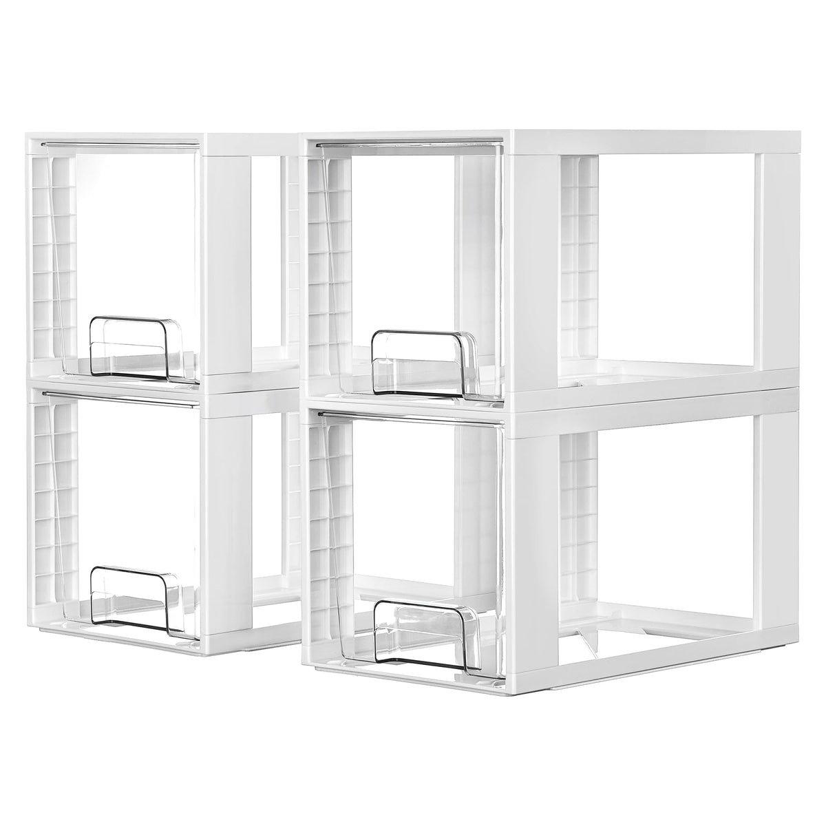 Vtopmart clear stackable drawers front view showing organized contents and quick visibility