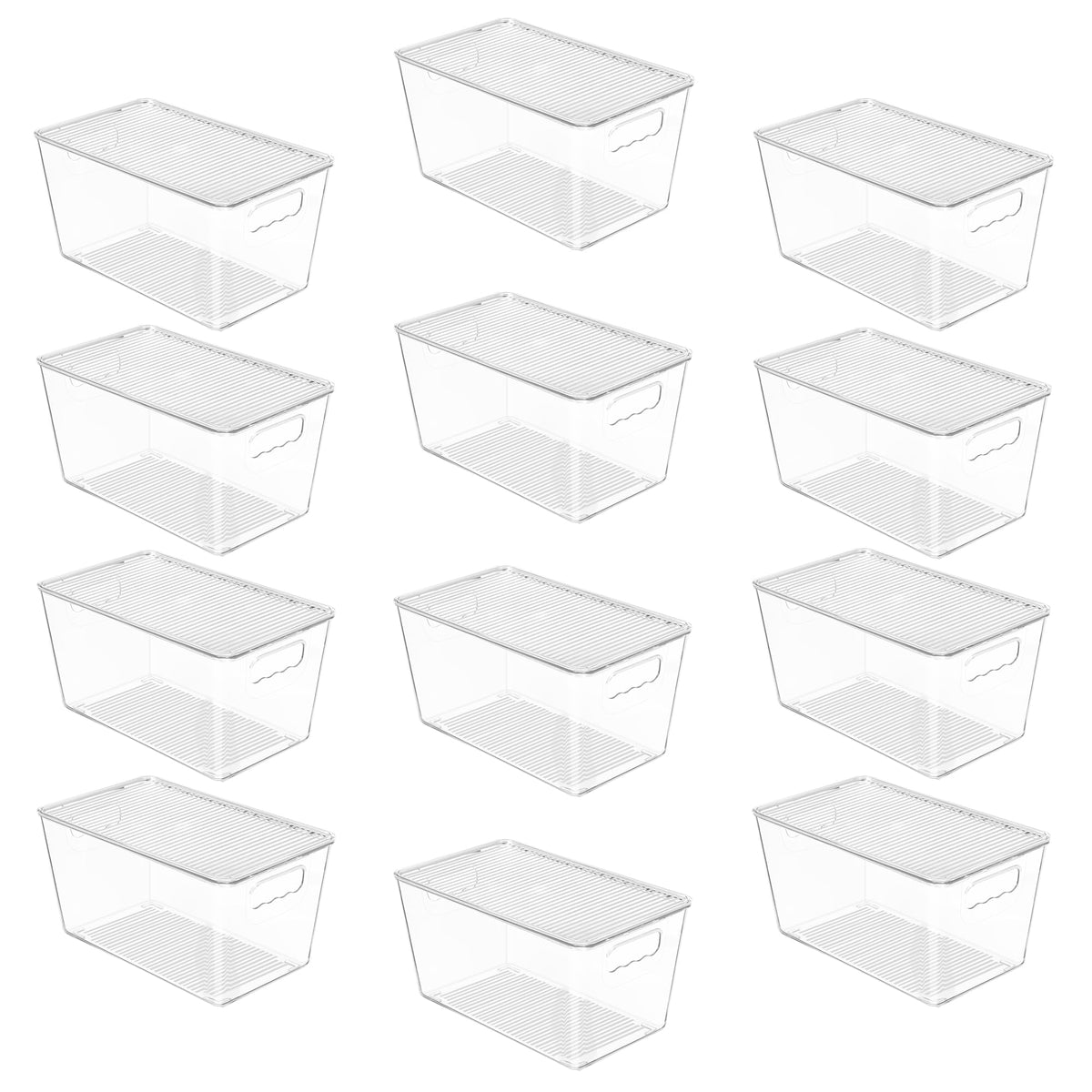 Vtopmart front view of 12-pack bins showing clear organization benefit