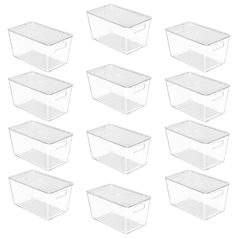 Vtopmart front view of 12-pack bins showing clear organization benefit