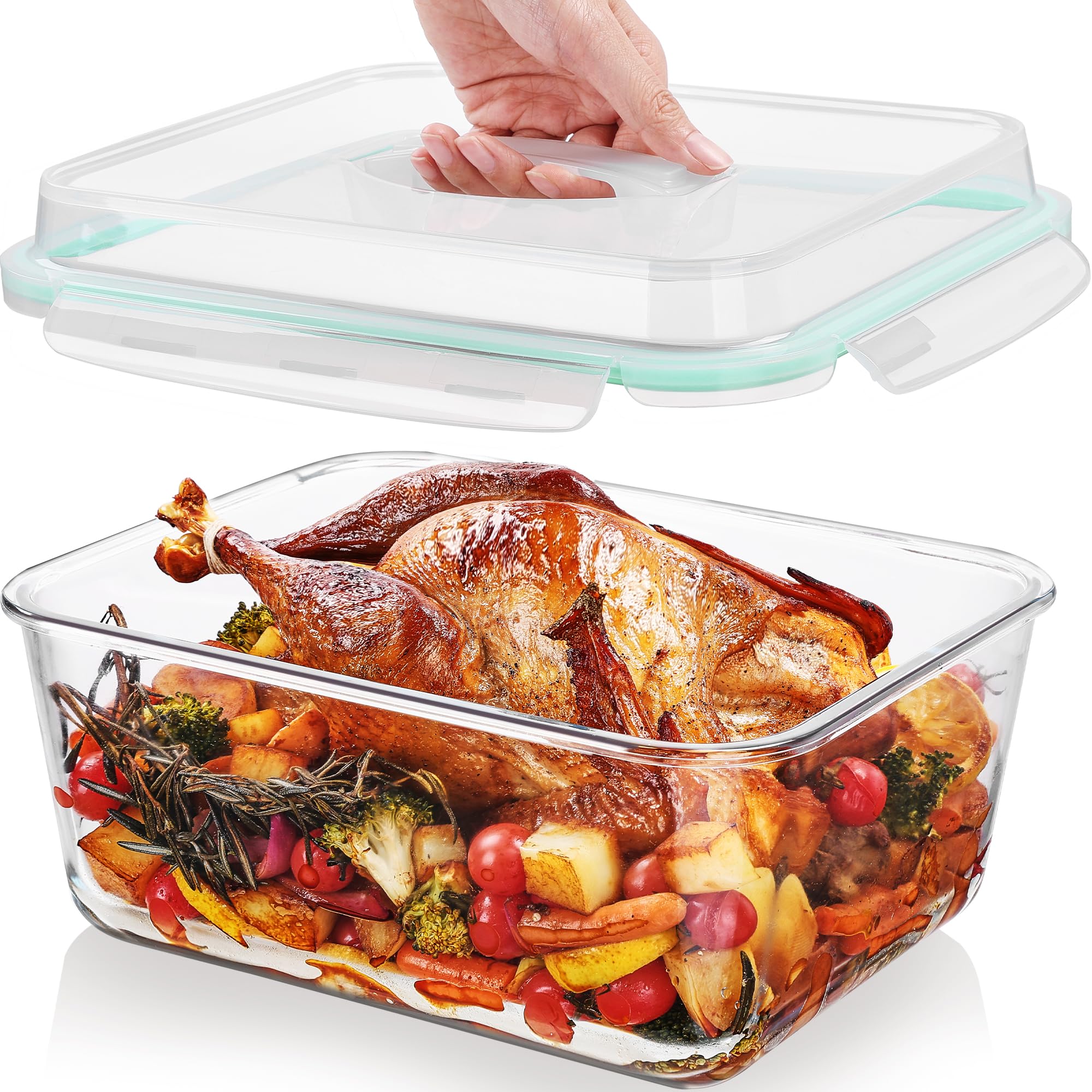 Vtopmart front view of container with lid showing capacity and clear glass benefit