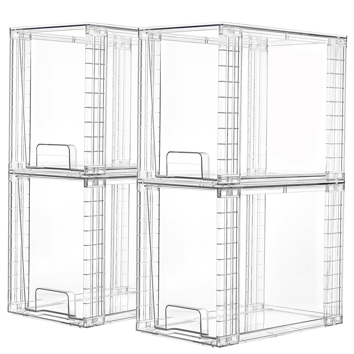Vtopmart front view pack of four clear drawers showing tidy storage benefit