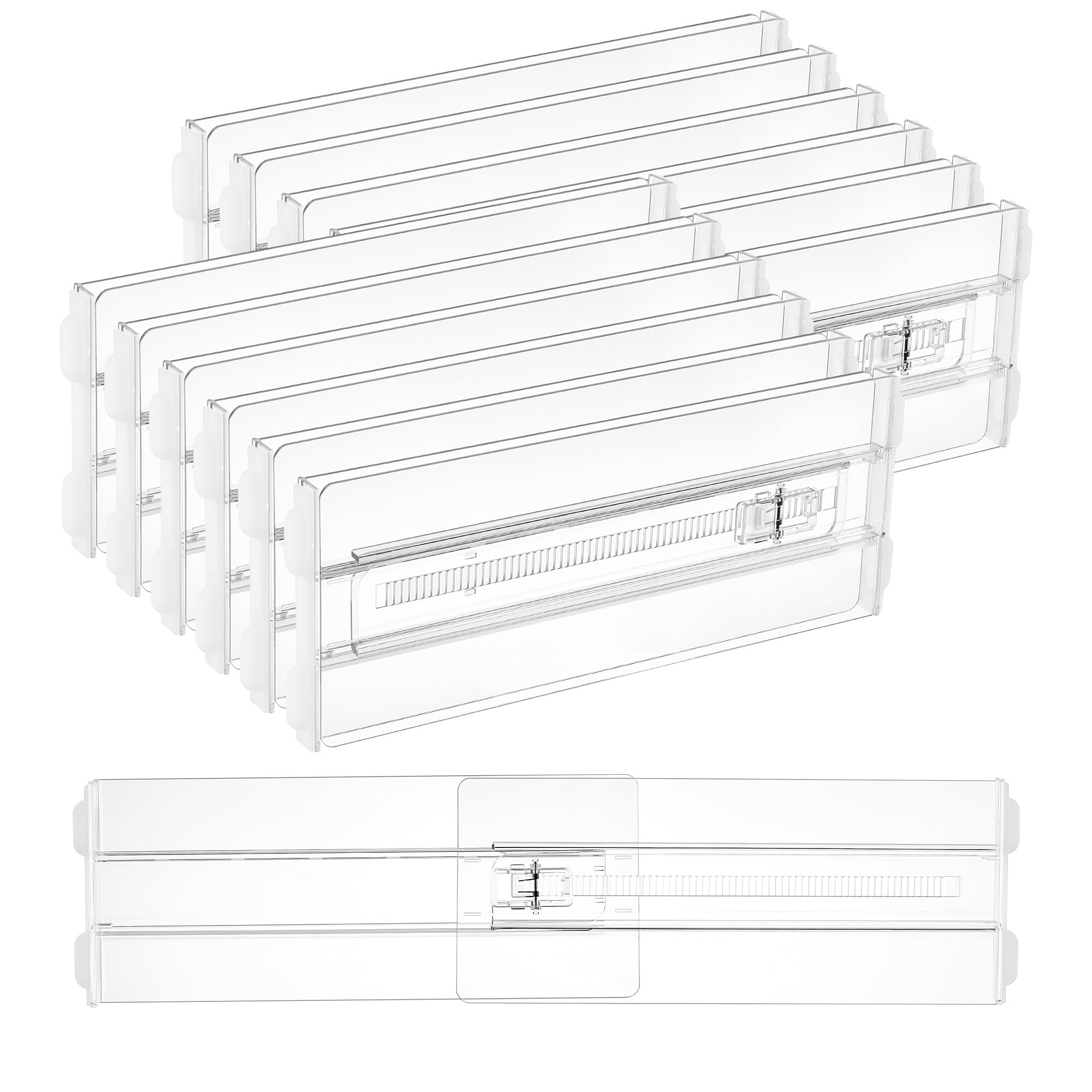 Vtopmart front view of 12-pack clear dividers showing neat storage benefit
