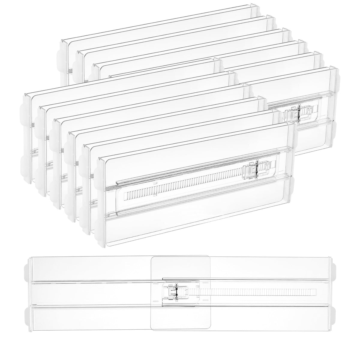 Vtopmart front view of 12-pack clear dividers showing neat storage benefit
