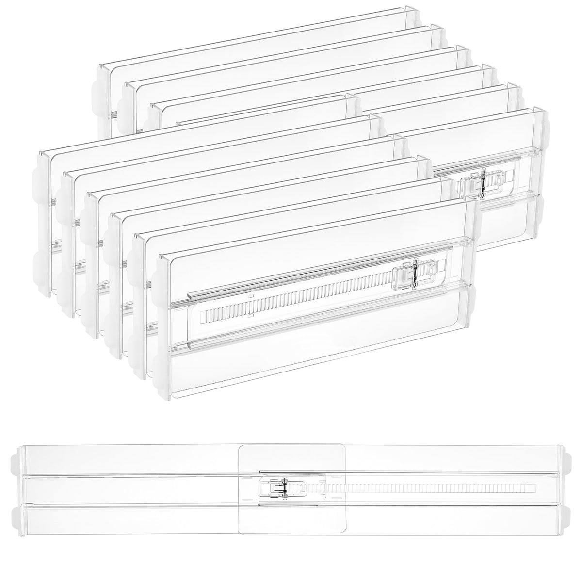 Vtopmart front view of 12-pack clear dividers showing neat packaging and contents benefit