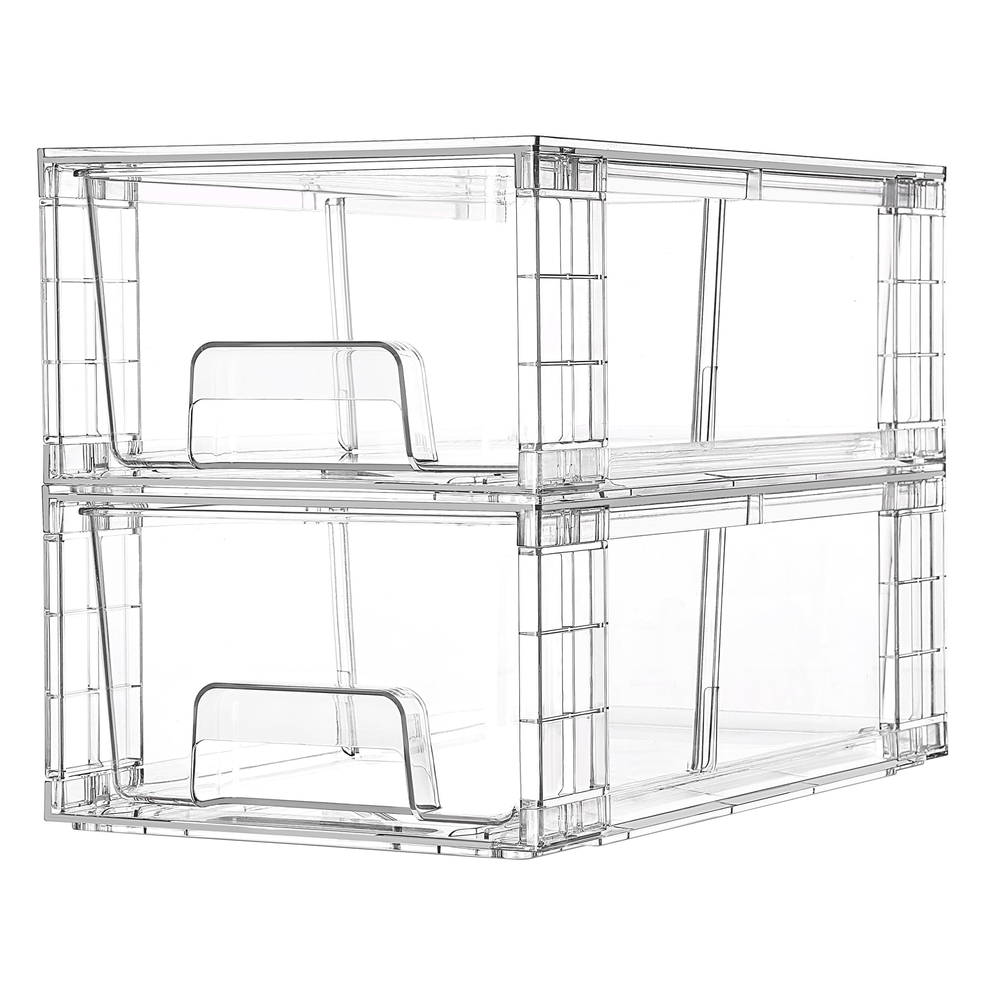 Vtopmart front view of two clear drawers showing neat visibility benefit