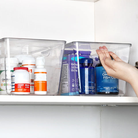 Vtopmart label and size comparison demonstrating 11x7.5x6 inch fit and capacity
