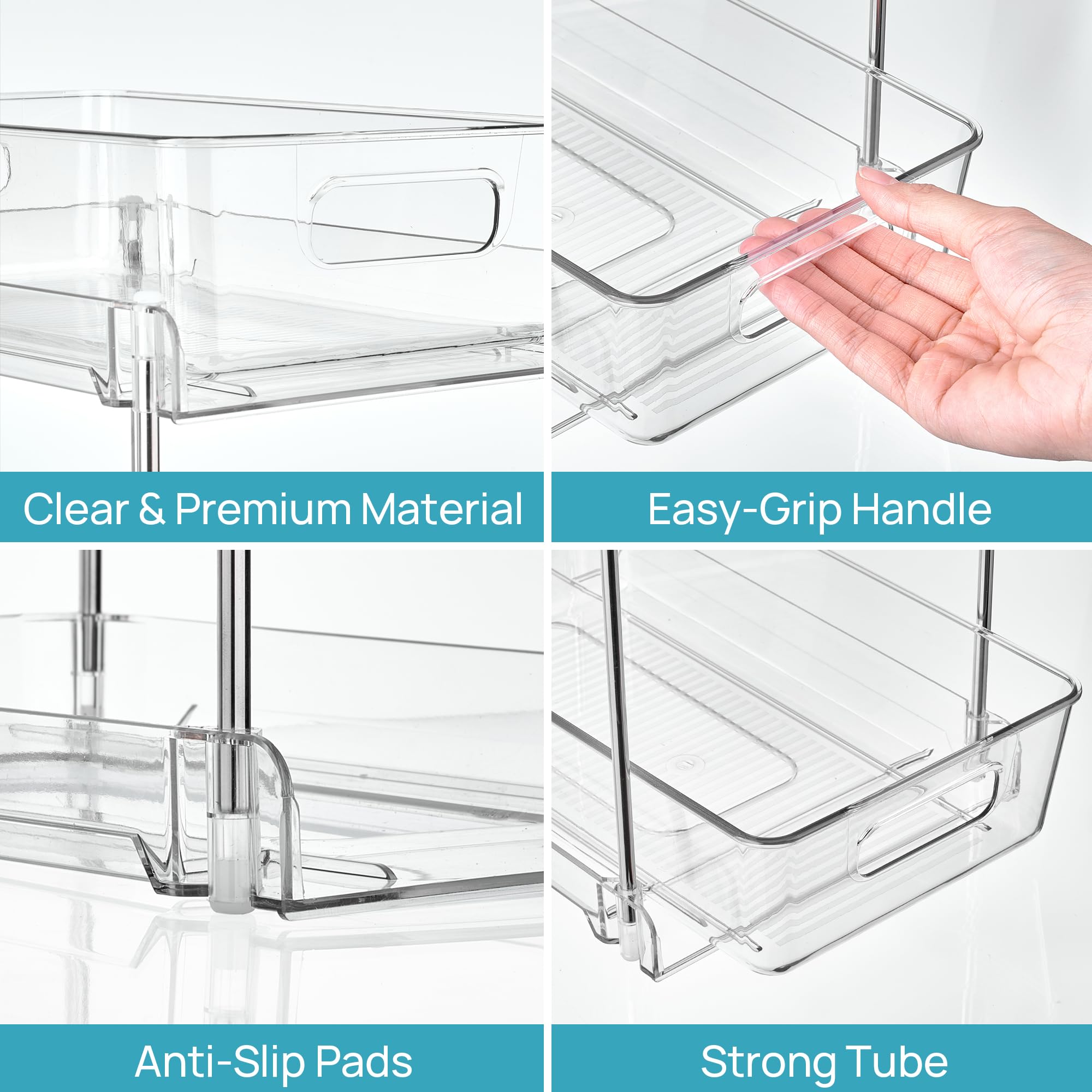 Vtopmart label and stacking detail showing customizable arrangement benefit