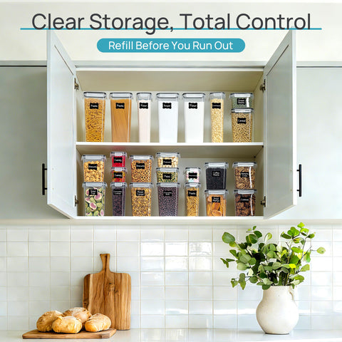 Vtopmart reusable labels and marker displayed to show simple relabeling and inventory control