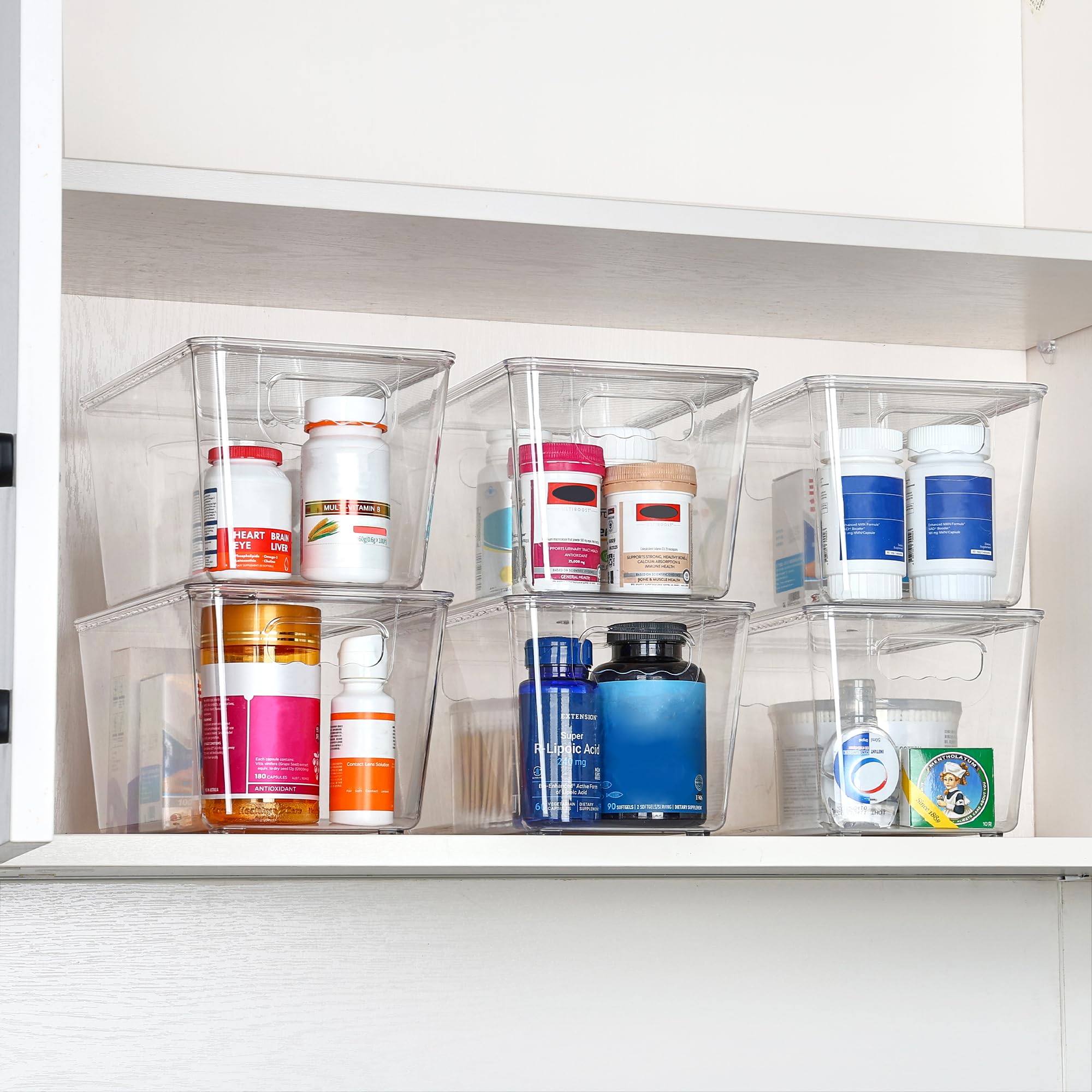 Vtopmart bins on kitchen counter organizing ingredients for convenience