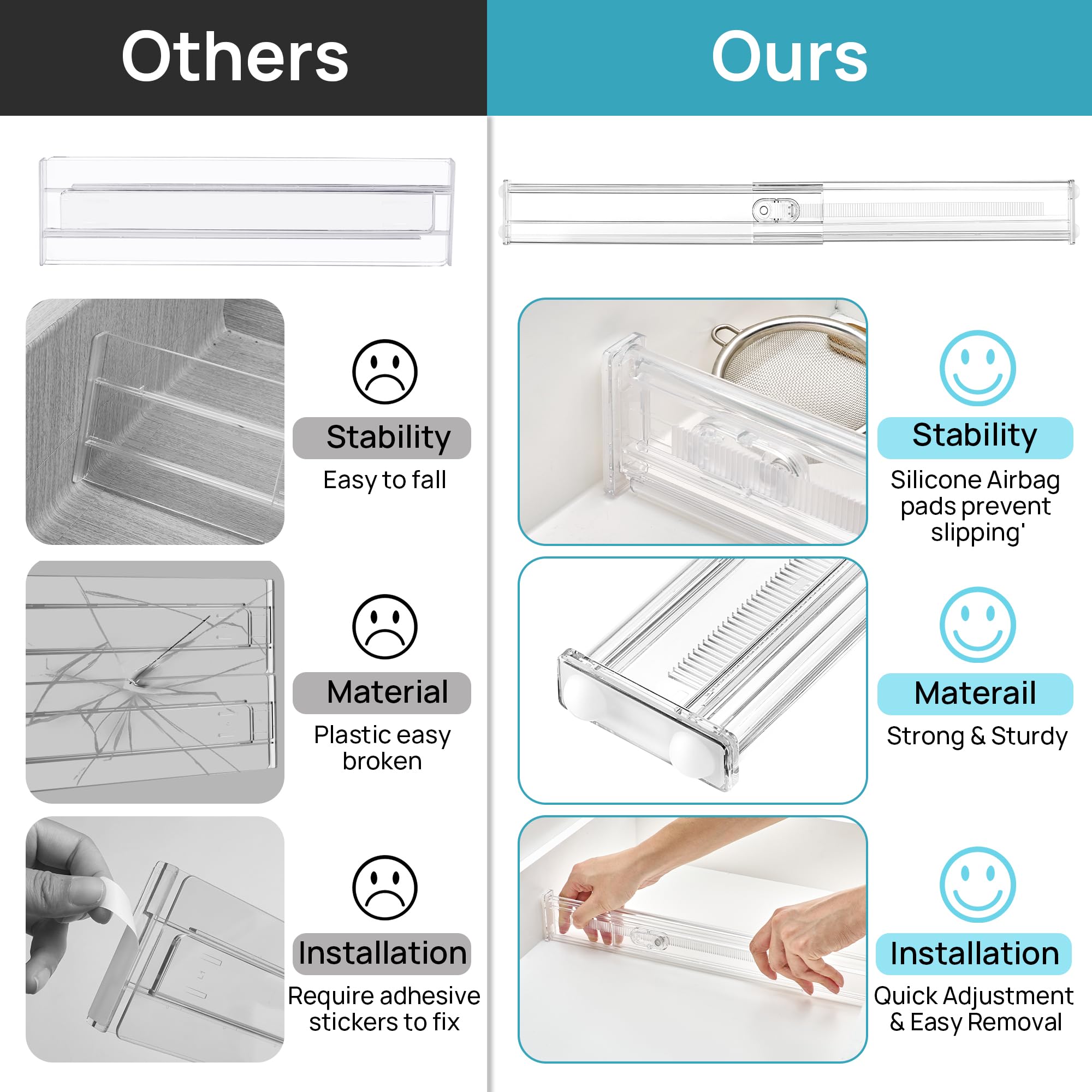 Vtopmart lifestyle image of kitchen drawer showing neat organization benefit
