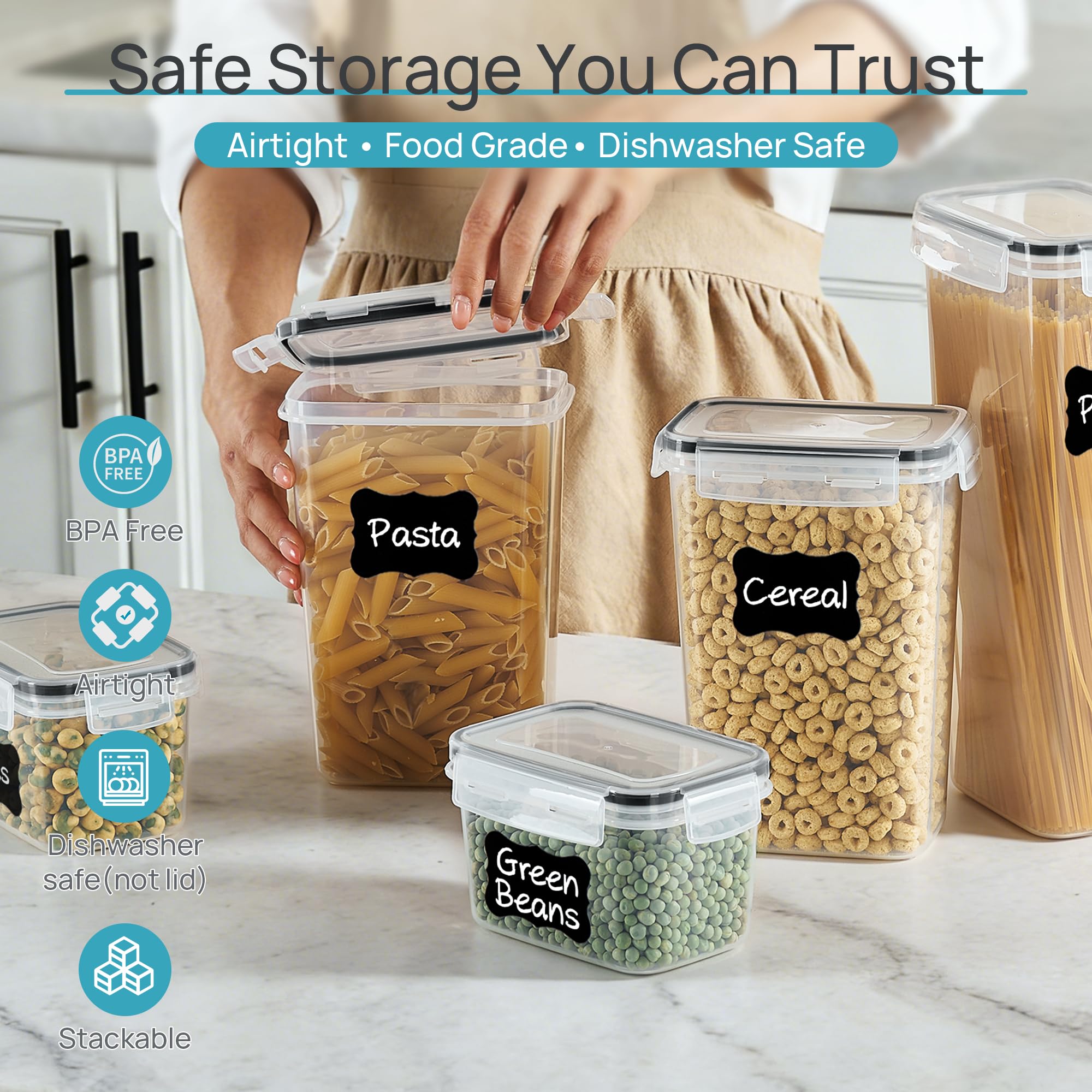 Vtopmart medium container filled with oats and scoop showing quick portioning benefit