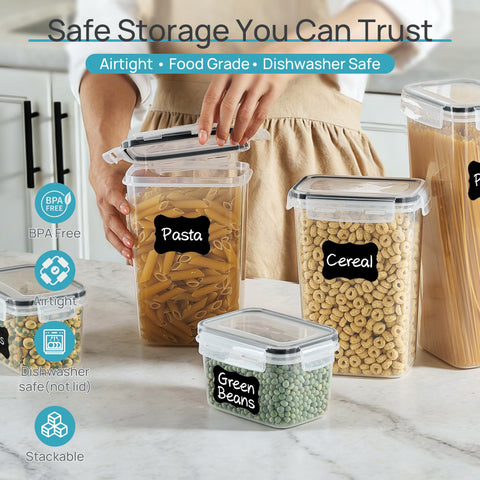Vtopmart medium container filled with oats and scoop showing quick portioning benefit