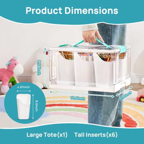 Vtopmart open top showing six detachable inserts for customizable organization