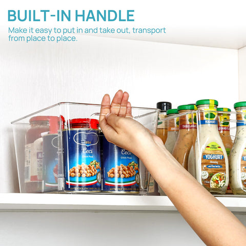 Vtopmart on pantry shelf showing neat rows to maximize shelf space and accessibility