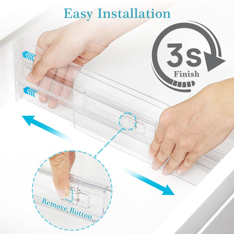Vtopmart pressing release button to retract divider for quick removal and reconfiguration