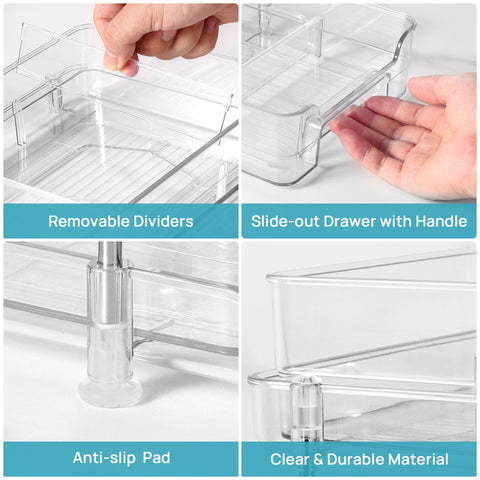 Vtopmart side profile of stacked units demonstrating vertical storage and space-saving benefit