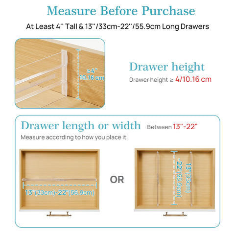 Vtopmart divider extended to show adjustable 13-22 inch length for fit flexibility