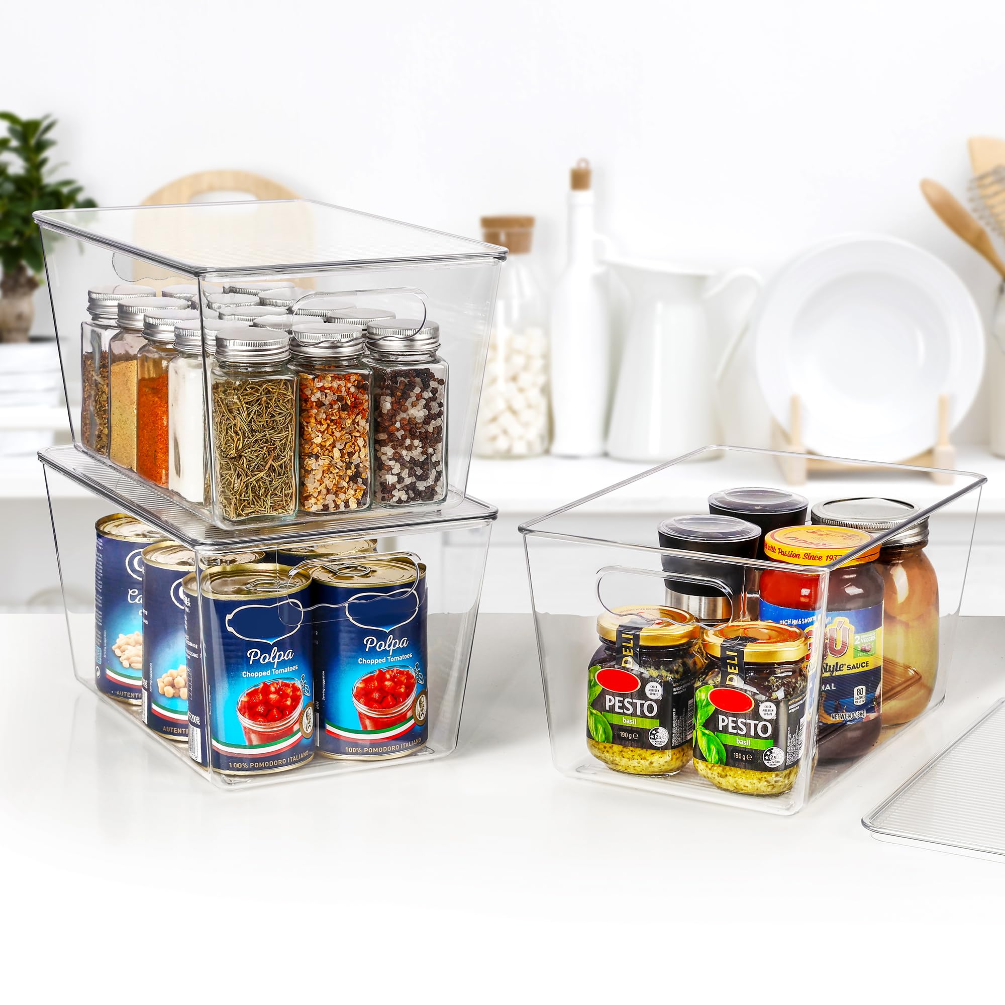 Vtopmart bin next to soda cans to show size and capacity