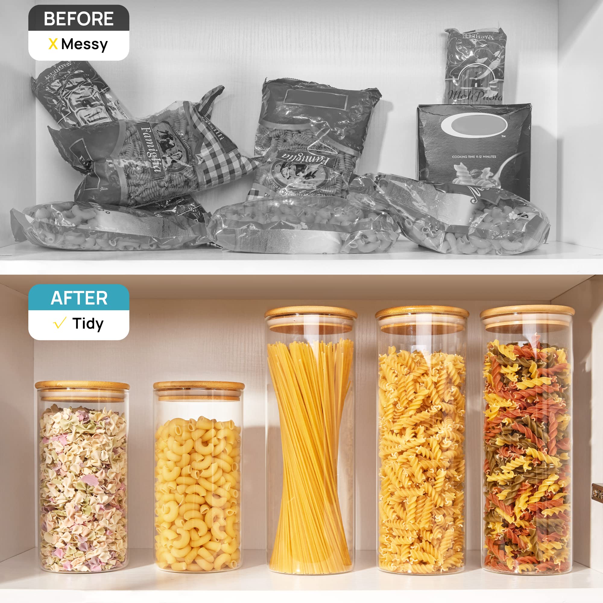 Vtopmart jar next to common items illustrating 70oz capacity and scale