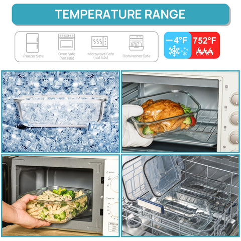 Vtopmart container beside dinner plate shows large 2260ml capacity for family meals