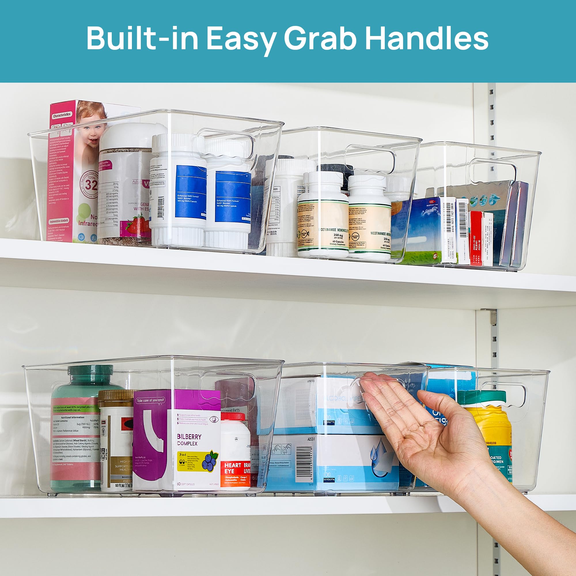 Vtopmart stacked bins on closet shelves maximizing vertical storage benefit