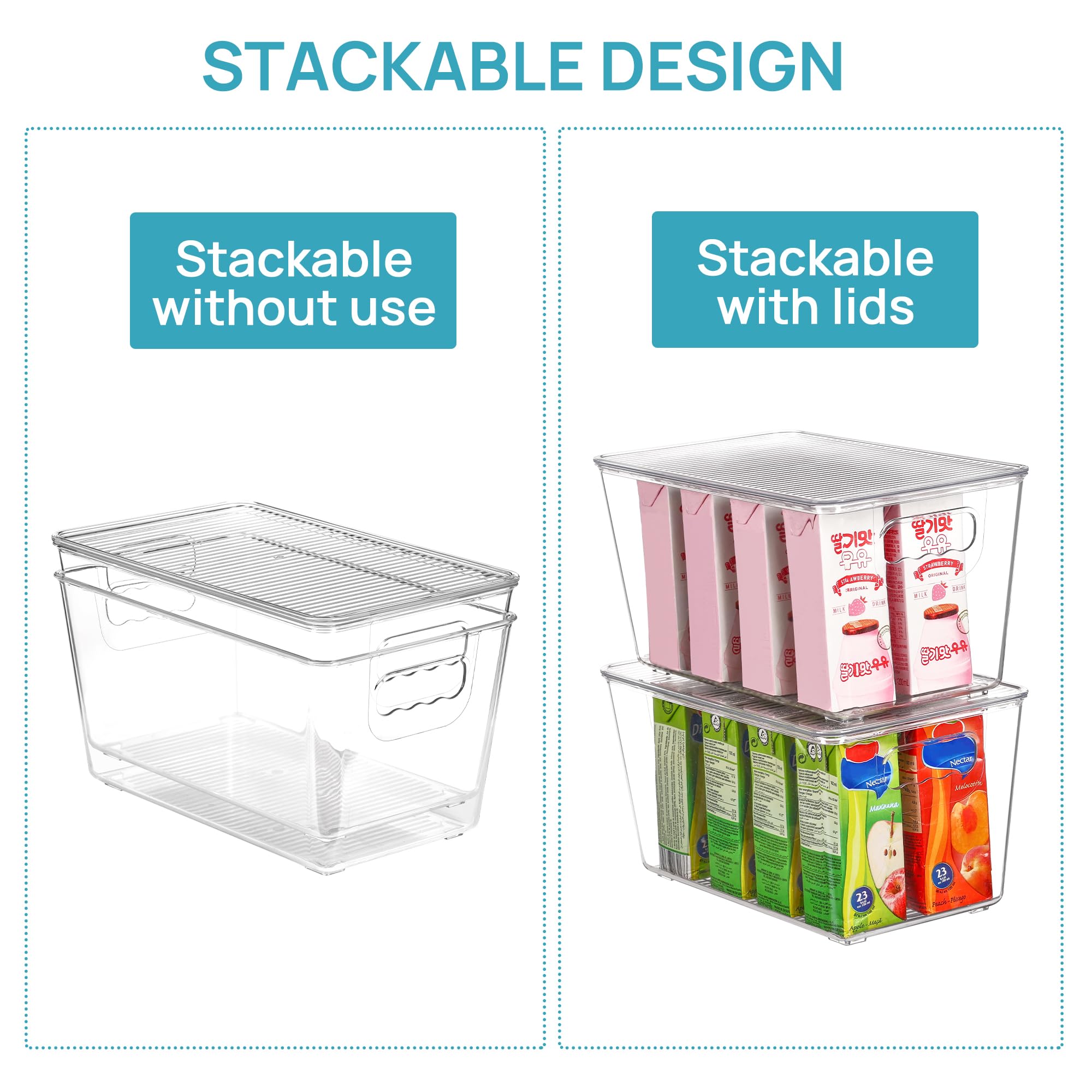 Vtopmart stacked bins with lids to maximize vertical storage