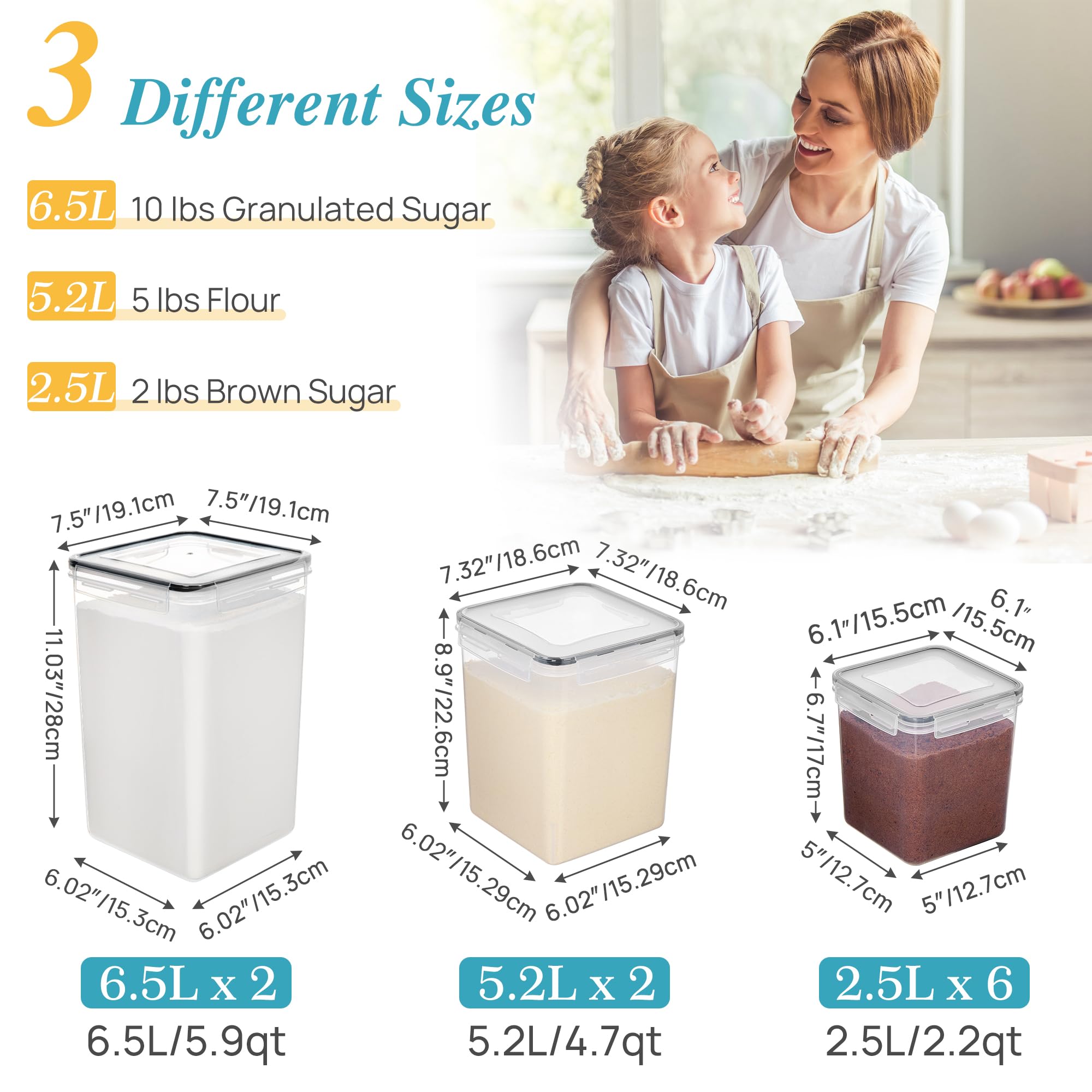 Vtopmart clear container showing flour texture and easy content visibility